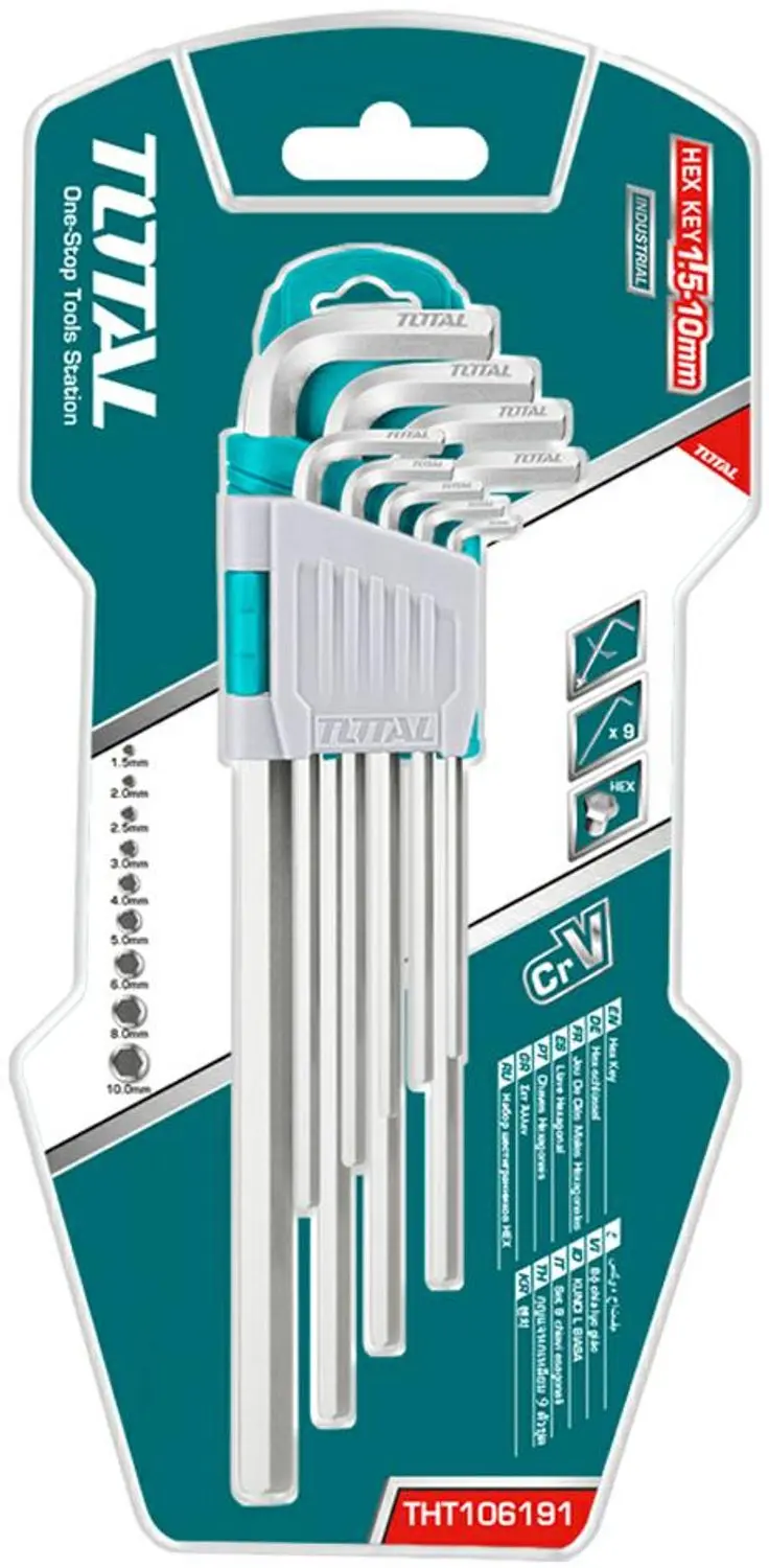 Total Inbussleutel Set 9 Delig Cr-V Lang 1.5-10mm