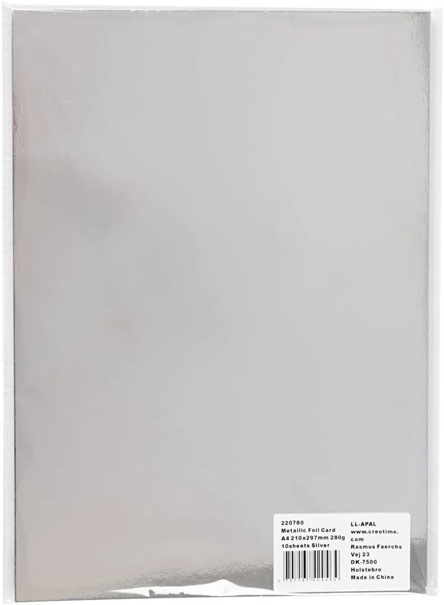 Creativ Company Metallic Foliekarton A4 - 10 Vel Zilver