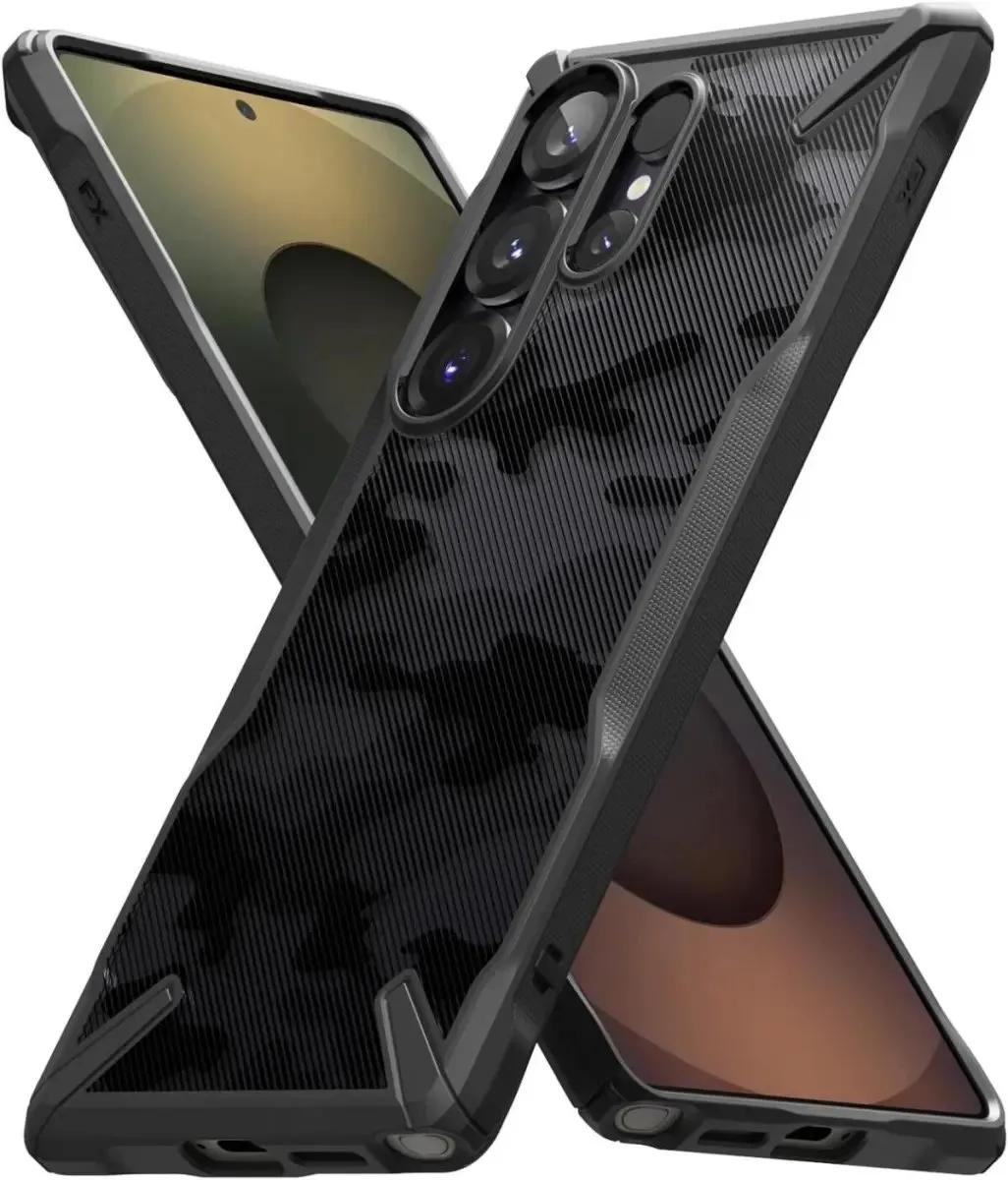Ringke Fusion X Hoesje Samsung Galaxy S25 Ultra - Militaire Standaard Camo Zwart