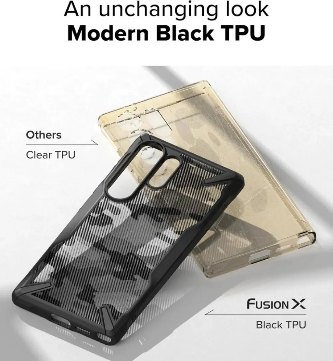 Ringke Fusion X Hoesje Samsung Galaxy S25 Ultra - Militaire Standaard Camo Zwart