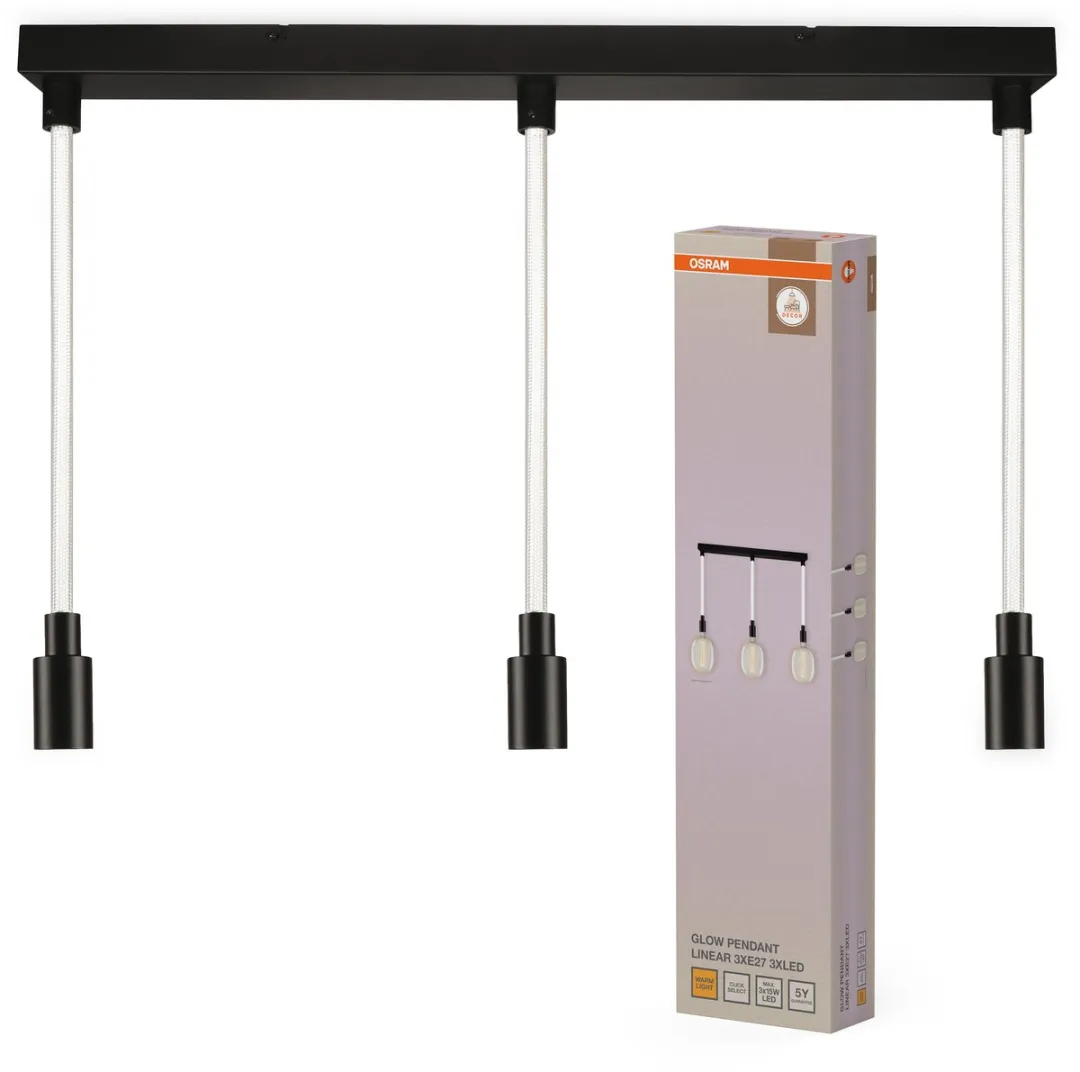 Osram Decor Glow Hanglamp LINEAIR 3xE27 - 28W 1400lm - Zwart