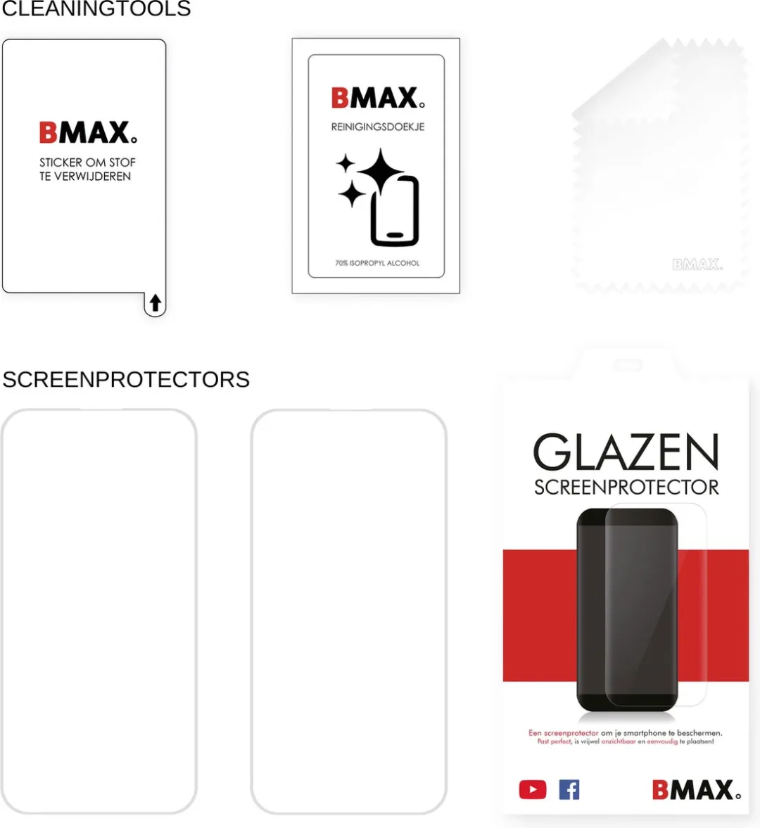 BMAX iPhone 15 Plus Screenprotector - 2 Stuks