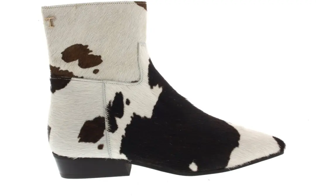 Dames Enkellaars Toral Belinda White/dk Brown Wit