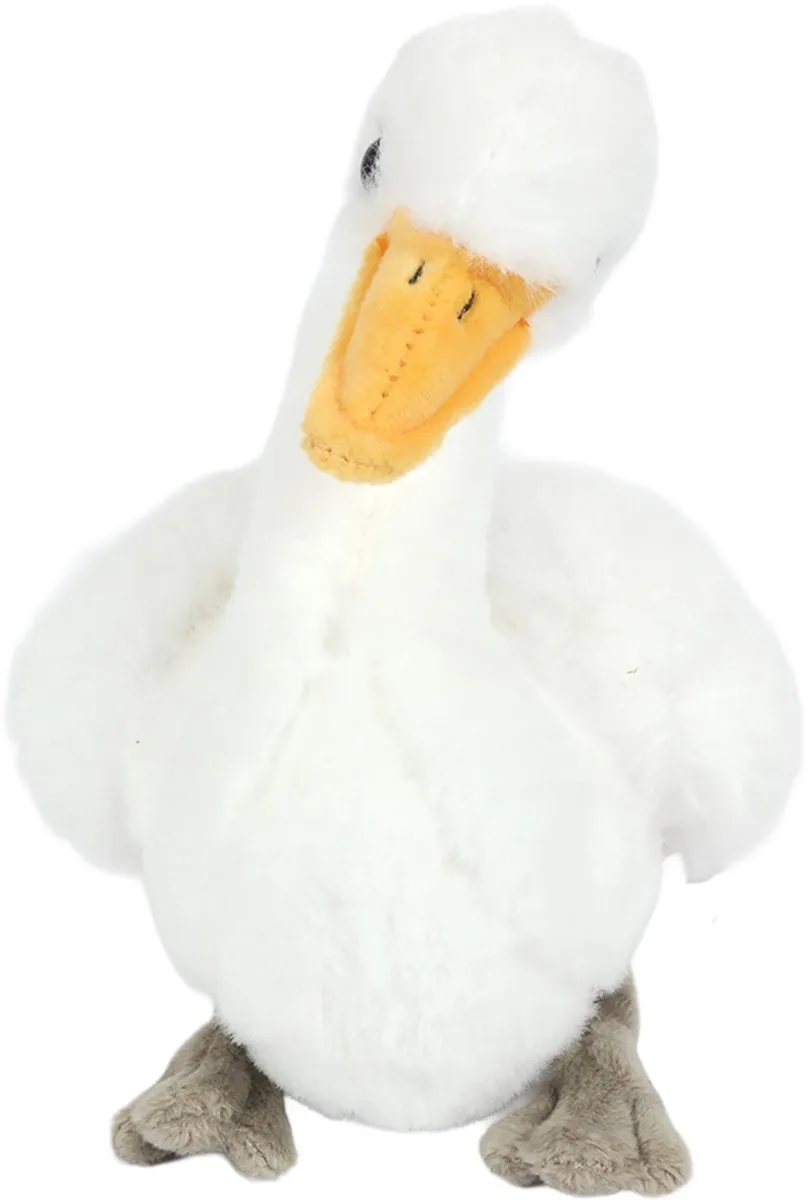PIA Soft Toys Pluche Knuffeldier Eend Zittend 27cm - Wit/Geel