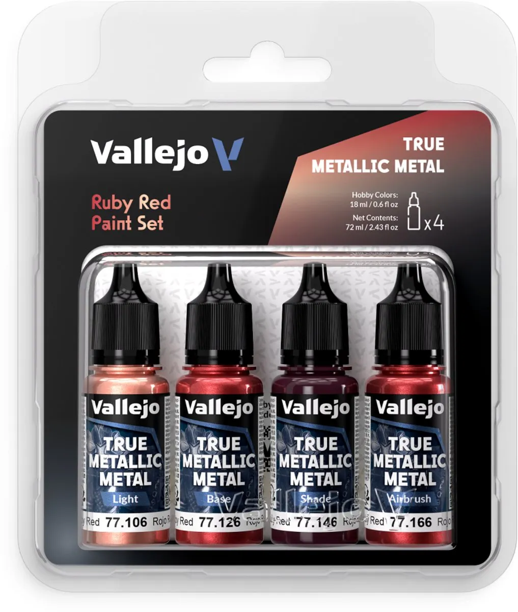 Vallejo Hobbyverf Acrylverf True Metallic Metal Robijn Rood