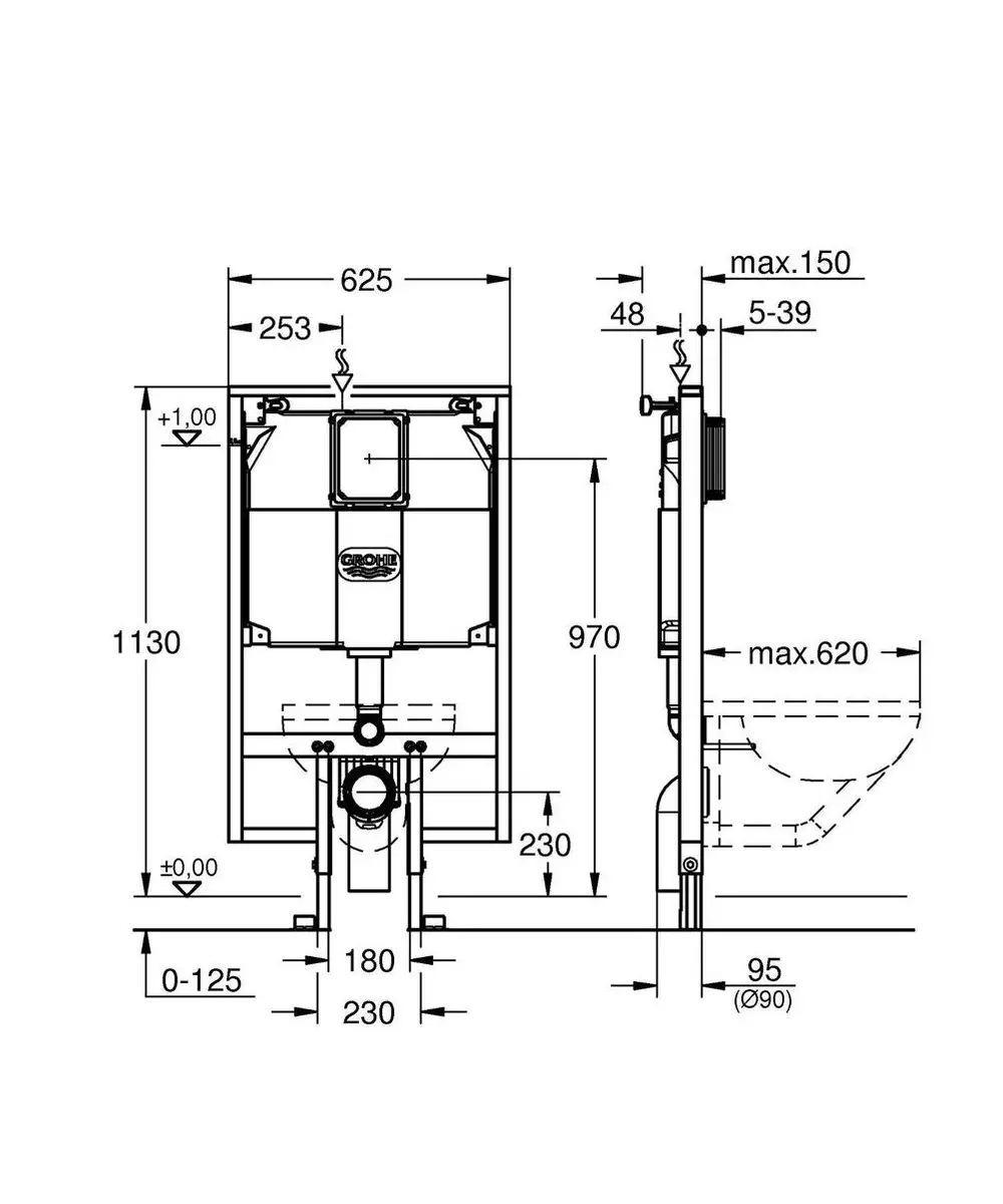 GROHE Rapid SL 38994000 WC-element - 80mm breed - afbeelding 2 van 6