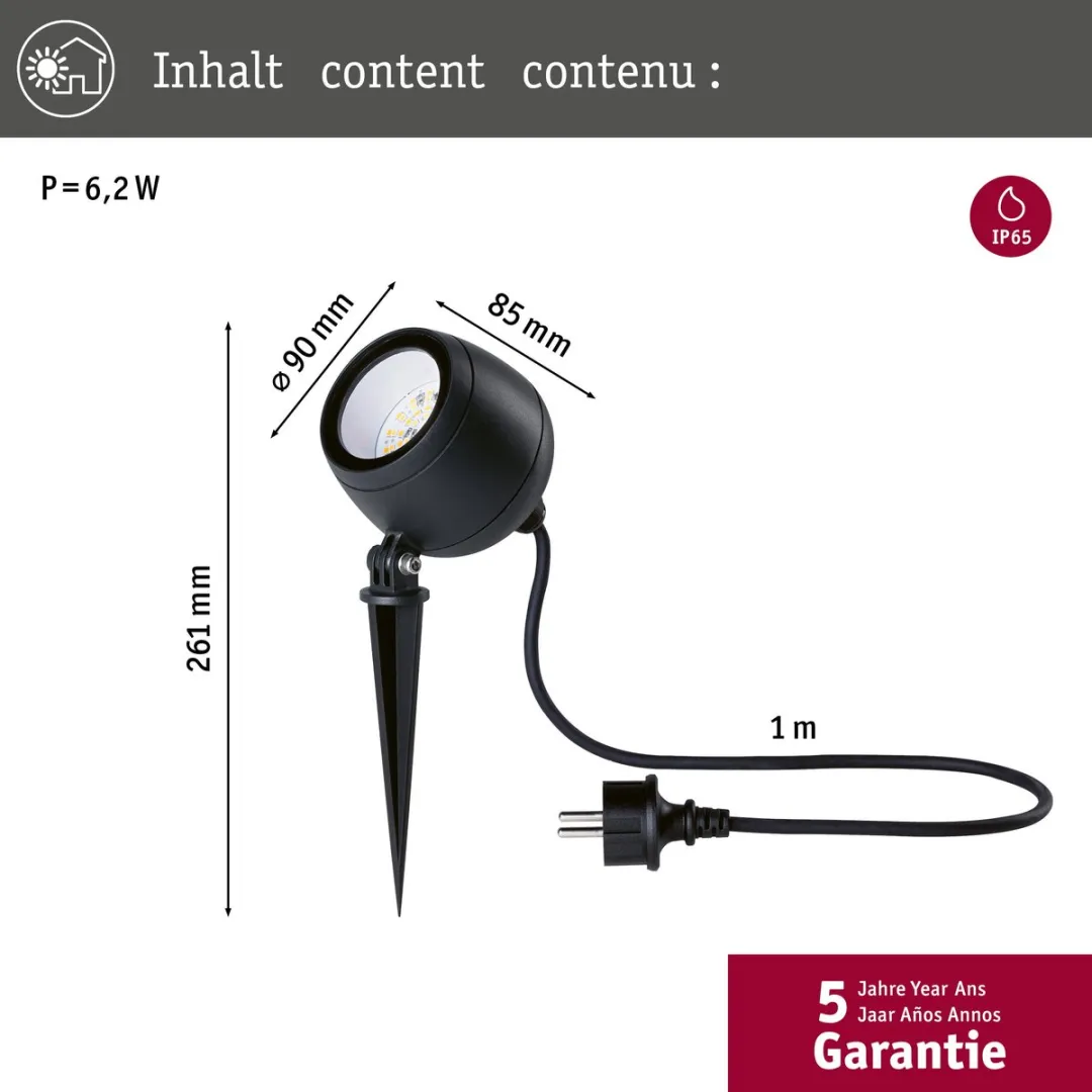 Paulmann LED Tuinspot Kikolo Zigbee 3.0 6,2W 400lm - Antraciet - afbeelding 6 van 6