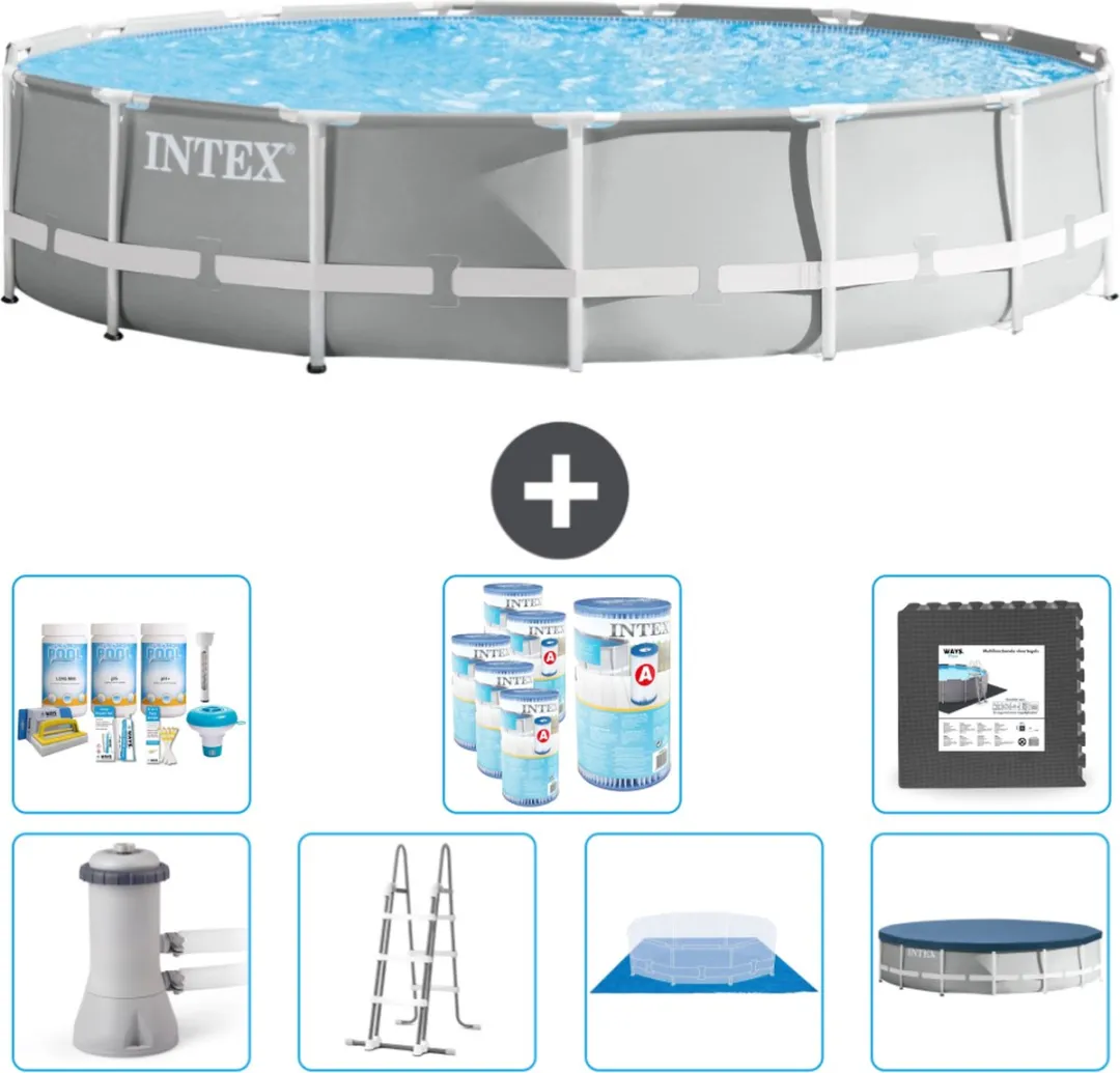 Intex Rond Prism Frame Zwembad 457x107cm - Grijs - 14.614L