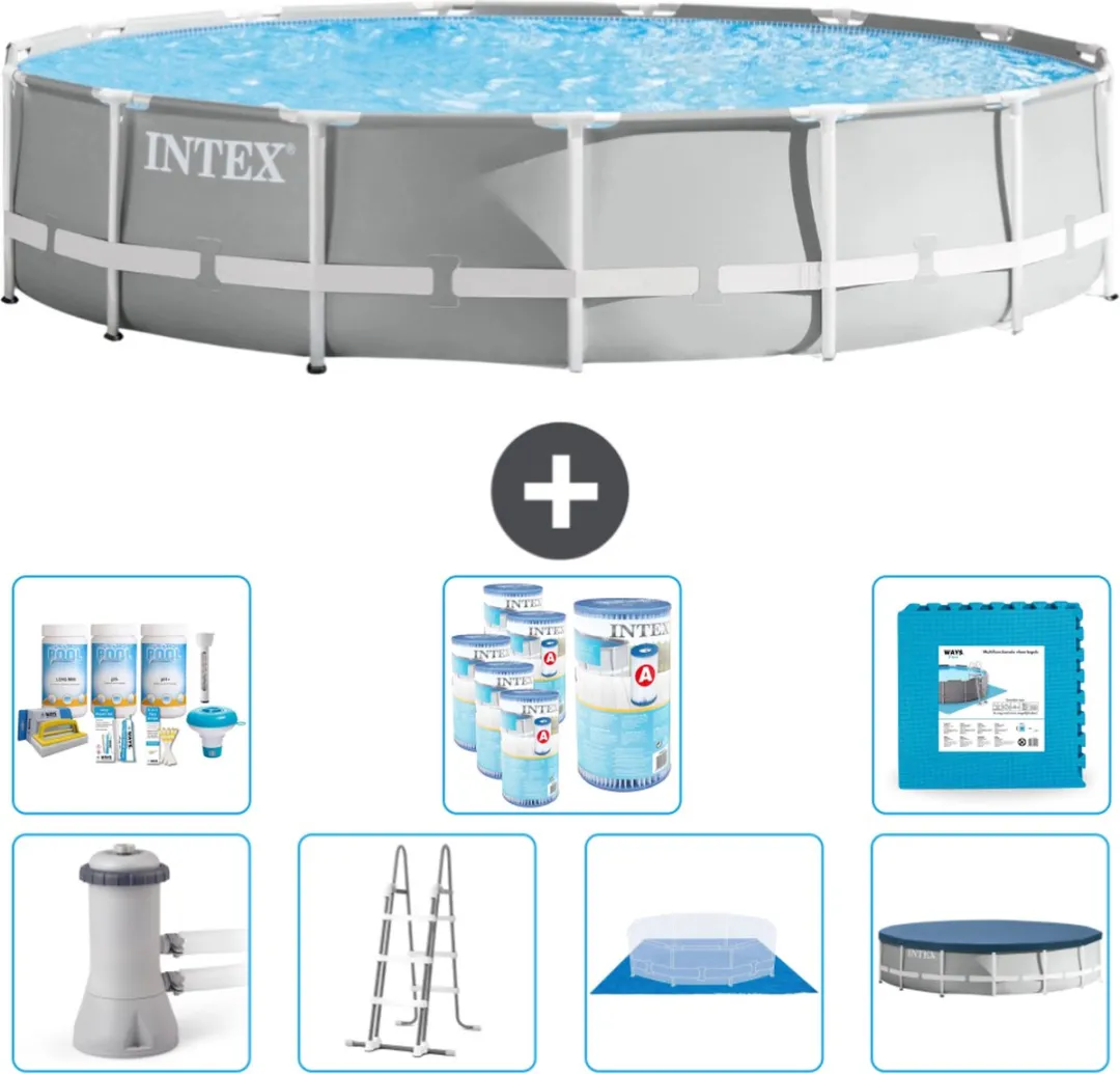 Intex Rond Prism Frame Zwembad 457x107cm - Grijs - 14.614L
