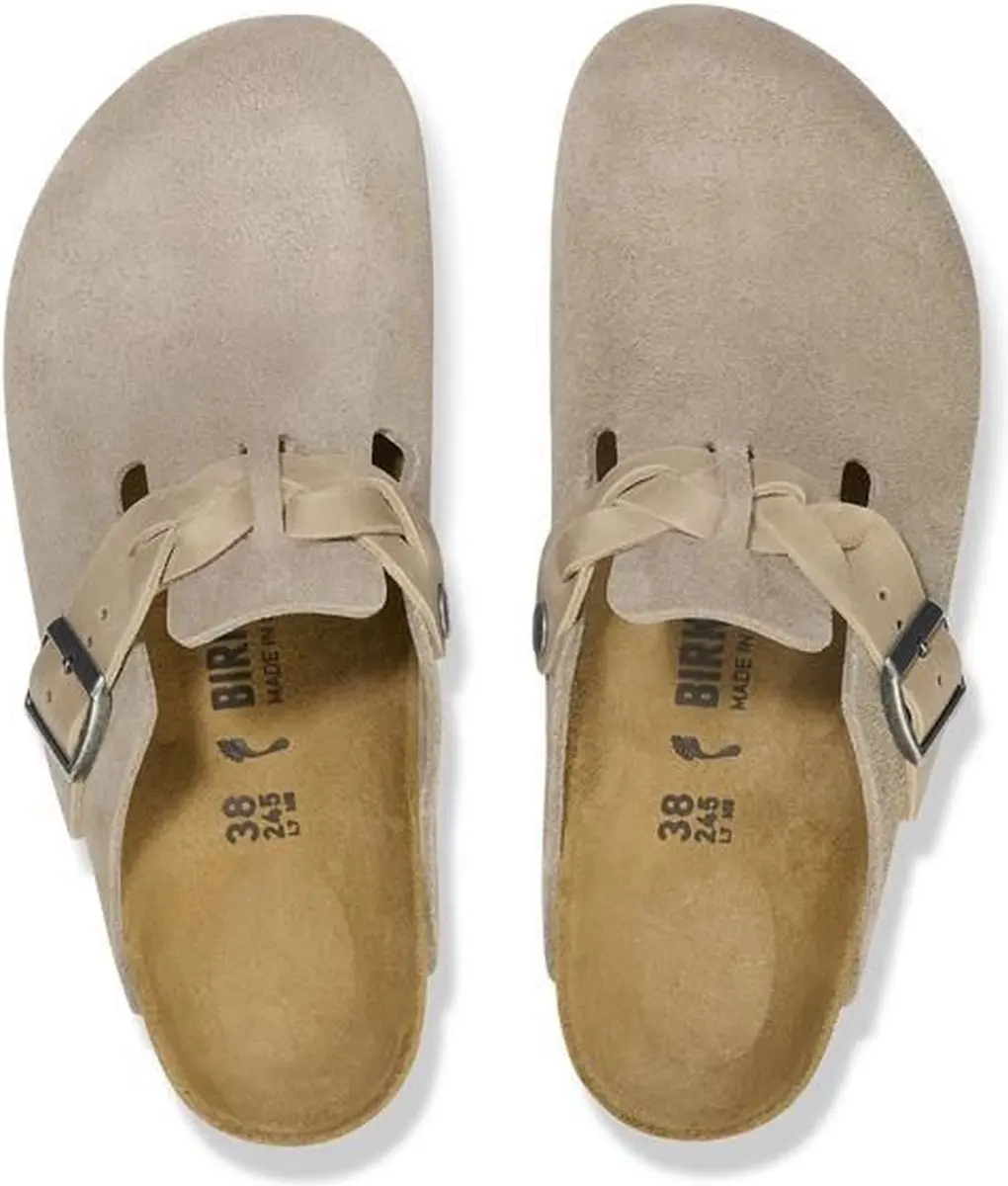 Birkenstock Boston Braided Suede Leather - Taupe Narrow - 37 - afbeelding 3 van 4