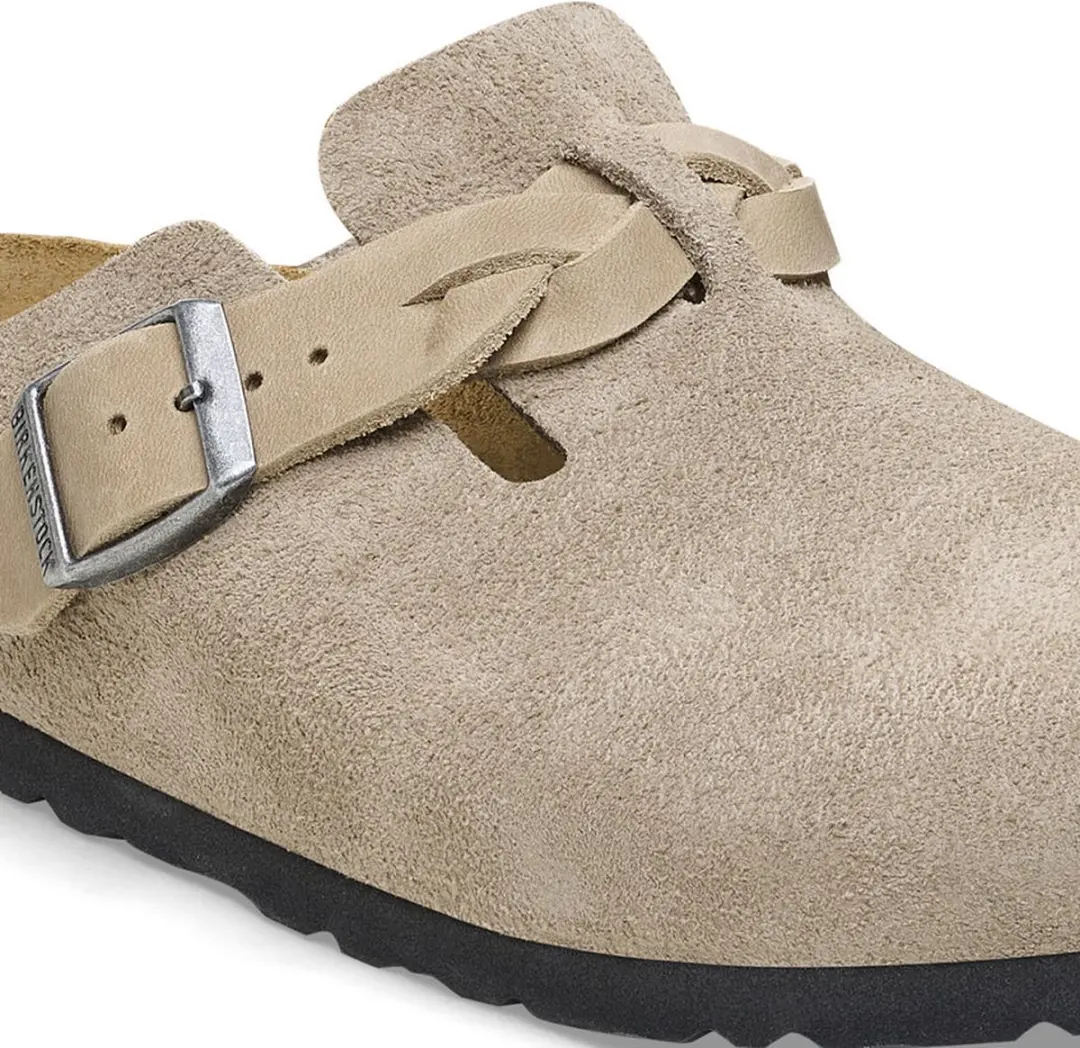Birkenstock Boston Braided Suede Leather - Taupe Narrow - 37 - afbeelding 2 van 4