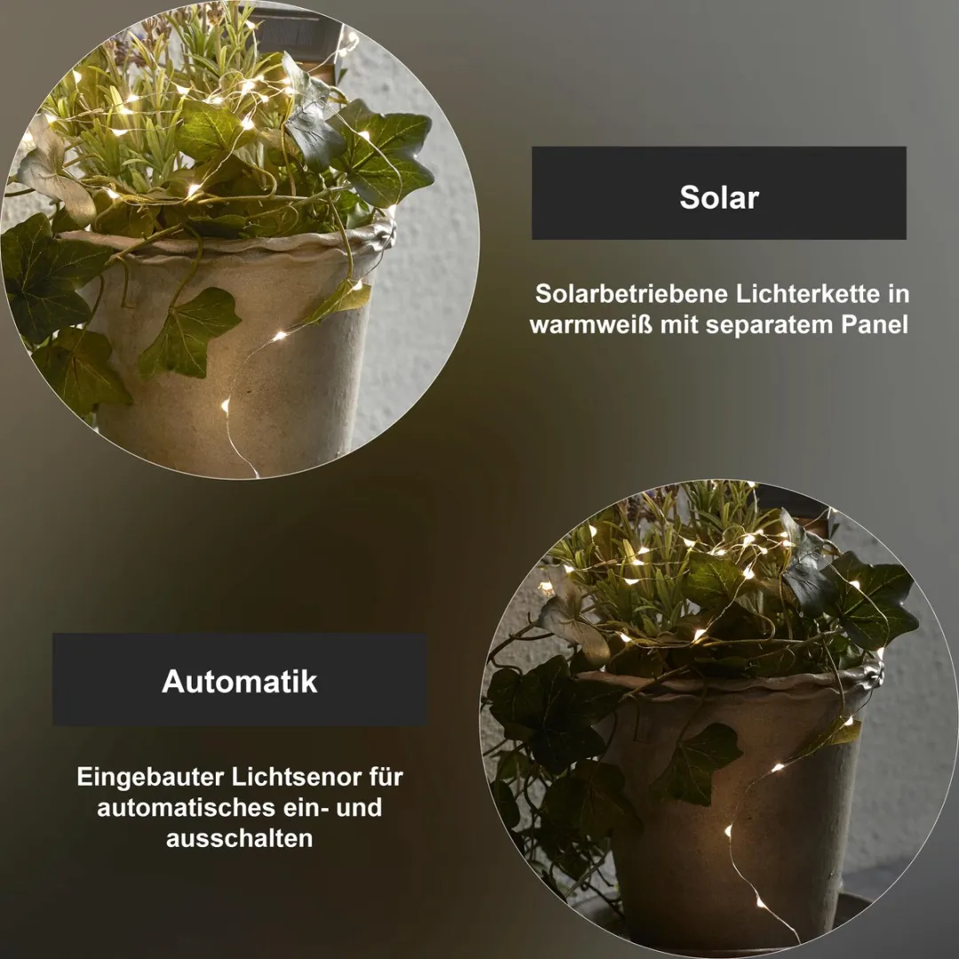 Star Trading Solar LED-lichtketting Dew Drop warm wit - 50 LED - afbeelding 2 van 6