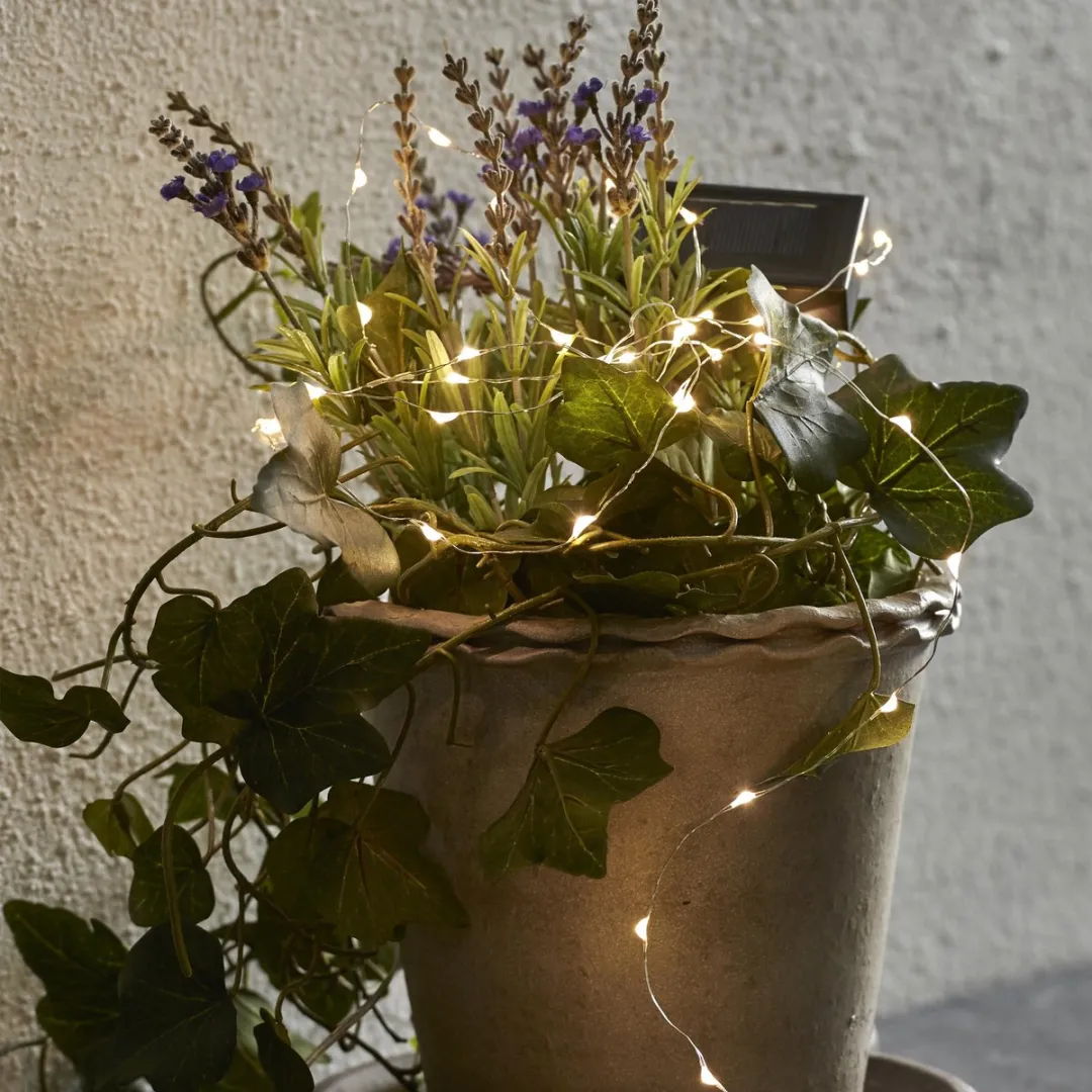 Star Trading Solar LED-lichtketting Dew Drop warm wit - 50 LED - afbeelding 5 van 6