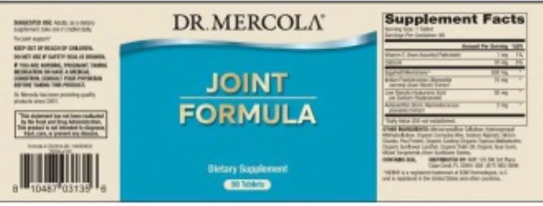 Dr. Mercola Joint Formula - 90 tabletten - afbeelding 2 van 2