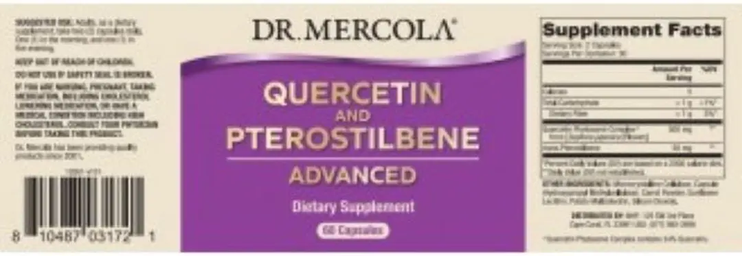 Dr. Mercola Quercetin Pterostilbene Advanced - 60 capsules - afbeelding 2 van 2