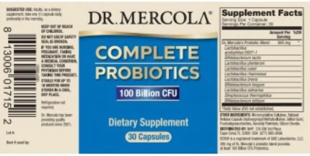 Dr. Mercola Complete Biotics - 100 miljard CFU's - 30 capsules - afbeelding 2 van 2
