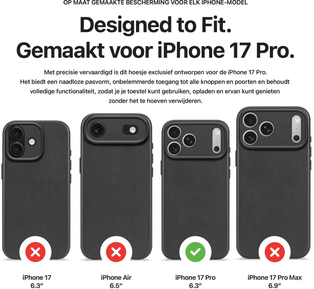 Decoded Hoesje iPhone 17 Pro - Premium ECCO Leer - Zwart