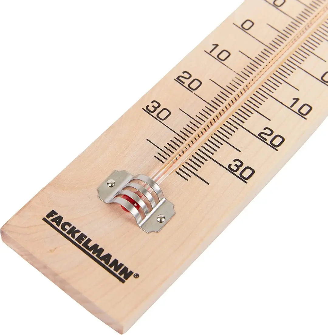 Binnen- en buitenthermometer van hout Fackelmann Tecno