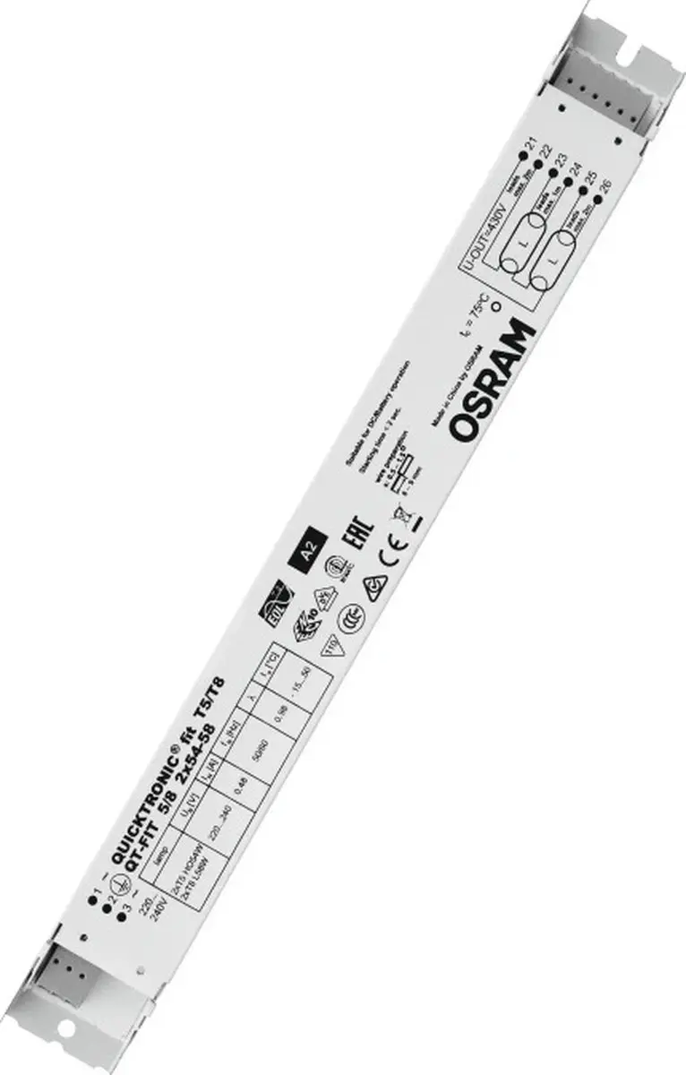 Osram QUICKTRONIC Voorschakelapparaat 2x 54W/58W - afbeelding 2 van 2