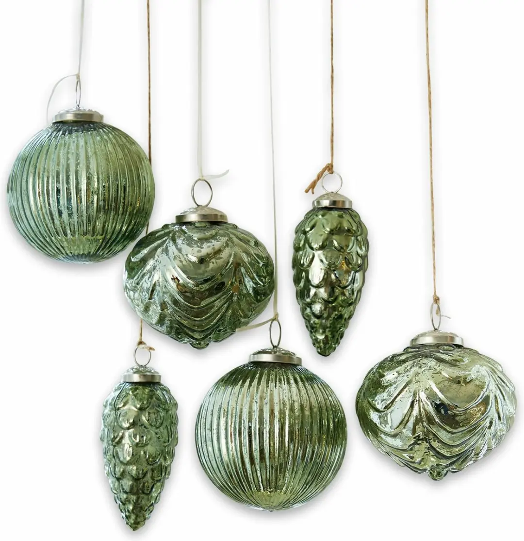 Loberon Silverhill Kerstversiering - 6 stuks - Antiekgroen - afbeelding 5 van 6