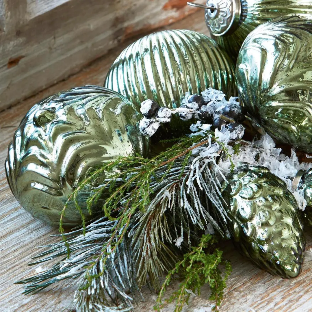 Loberon Silverhill Kerstversiering - 6 stuks - Antiekgroen - afbeelding 3 van 6