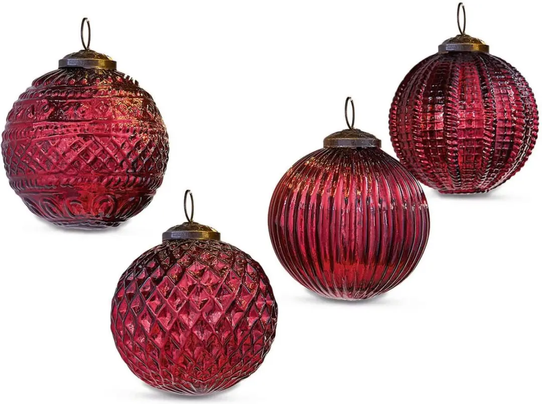 Loberon Ringas Kerstversiering Set van 4 - Antiekrood - afbeelding 4 van 4