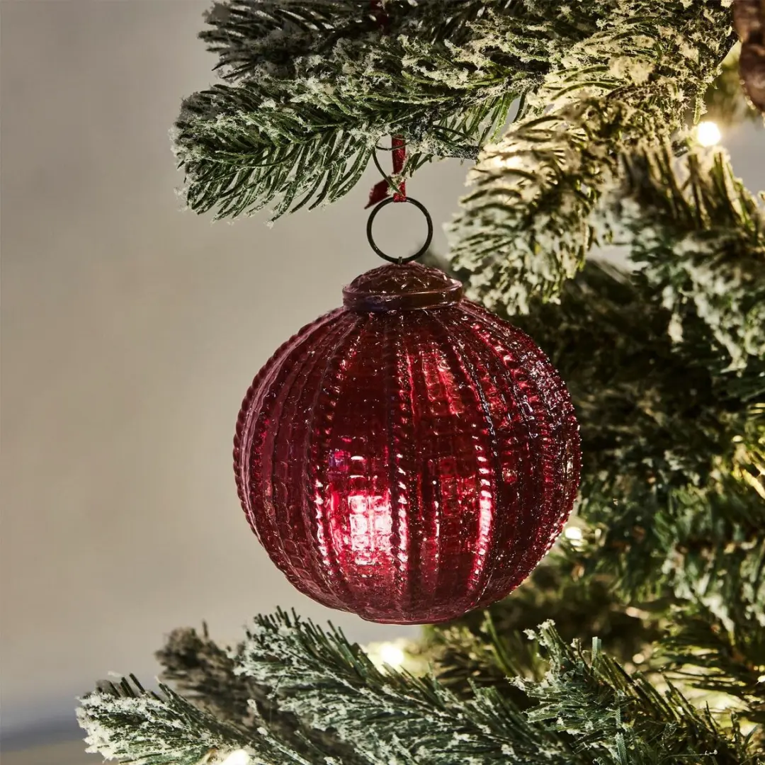 Loberon Ringas Kerstversiering Set van 4 - Antiekrood - afbeelding 2 van 4