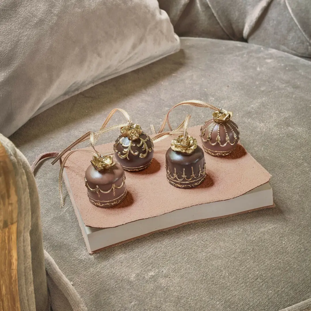 Loberon Giottoini hanger set van 4 - Bruin/Goudkleurig - afbeelding 3 van 3