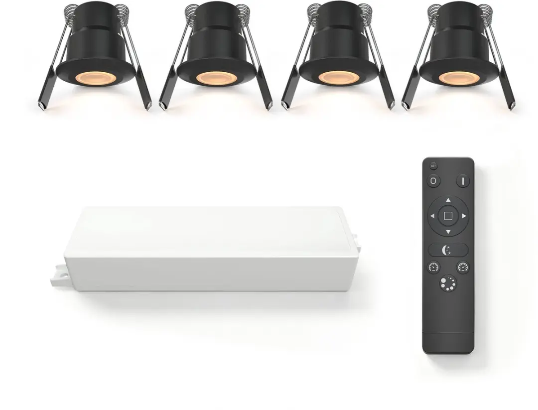 Ledvion 4 stuks LED Inbouwspot ø35mm IP65 3W Zwart 2700K