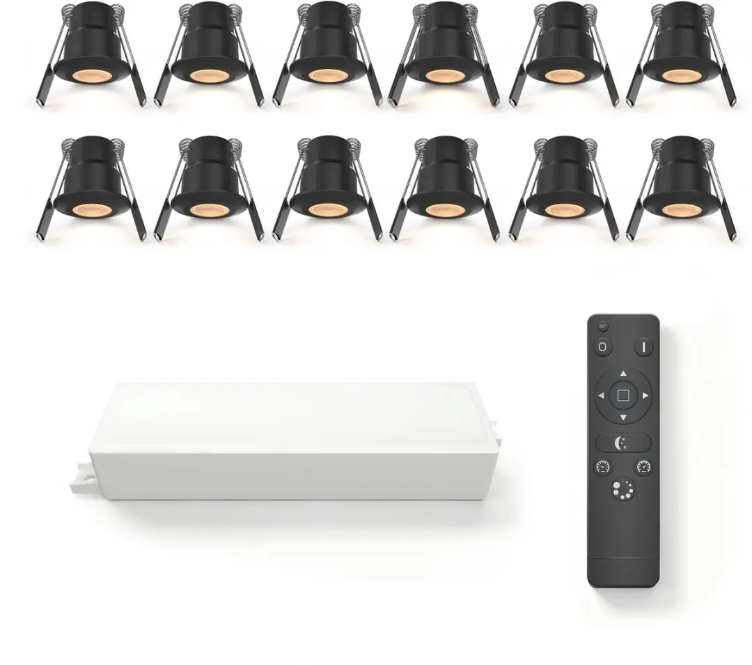 Ledvion 12 stuks LED Inbouwspot ø35mm IP65 3W Zwart 2700K