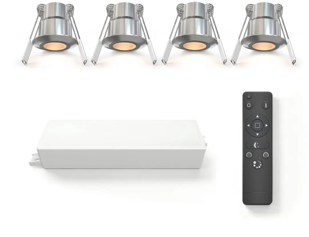Ledvion 4 stuks LED Inbouwspot ø35mm IP65 3W Brushed Nickel 2700K