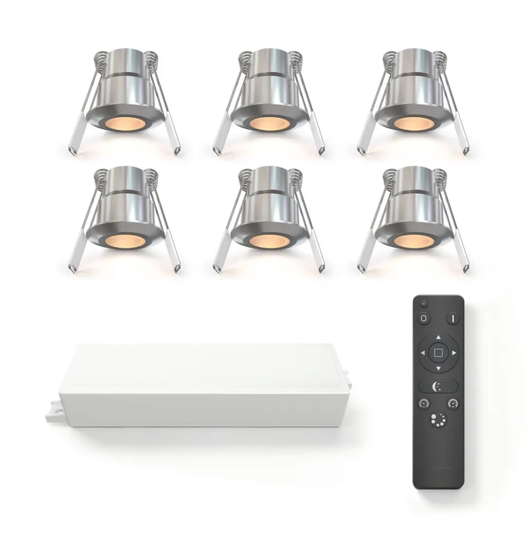 Ledvion 6 stuks LED Inbouwspot ø35mm IP65 3W Brushed Nickel 2700K