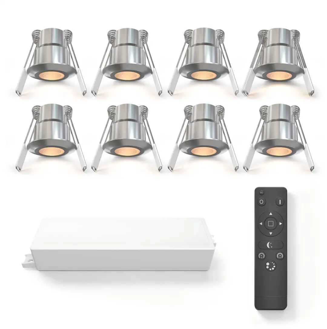 Ledvion 8 stuks LED Inbouwspot ø35mm IP65 3W Brushed Nickel 2700K