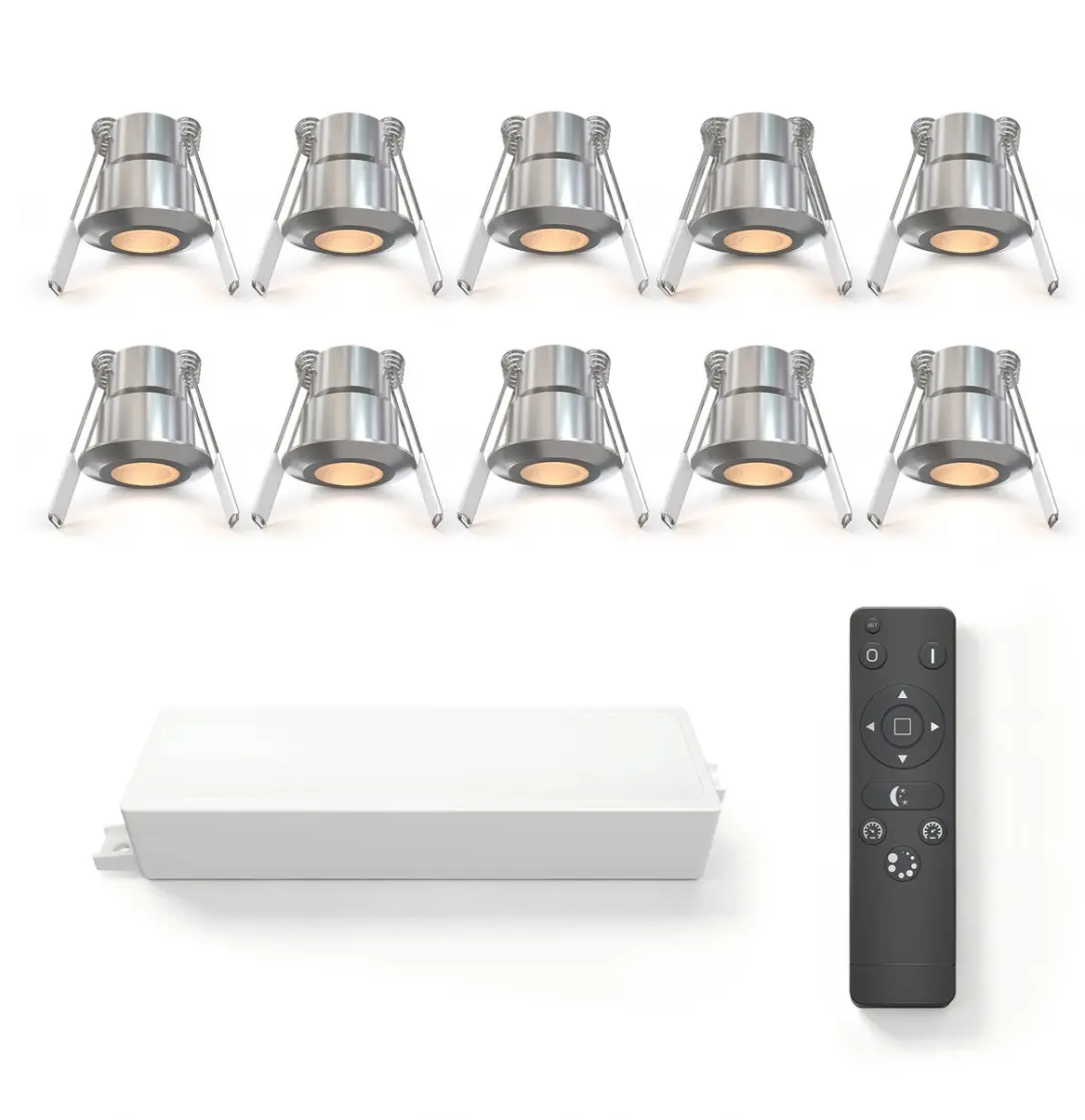 Ledvion 10 stuks LED Inbouwspot ø35mm IP65 3W Brushed Nickel 2700K