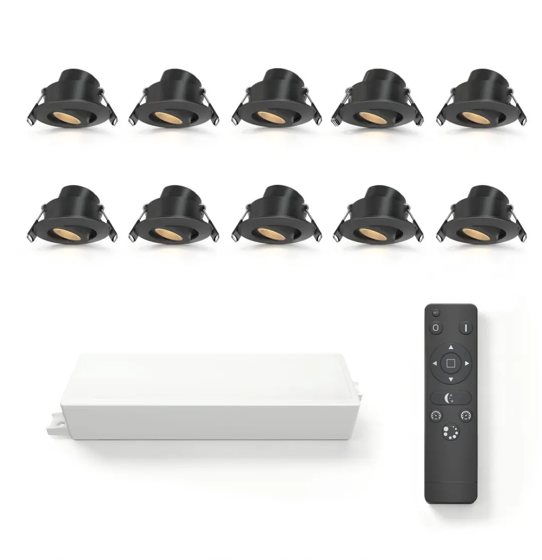 Ledvion 10 stuks LED Inbouwspot ø42mm IP65 3W Zwart 2700K Kantelbaar