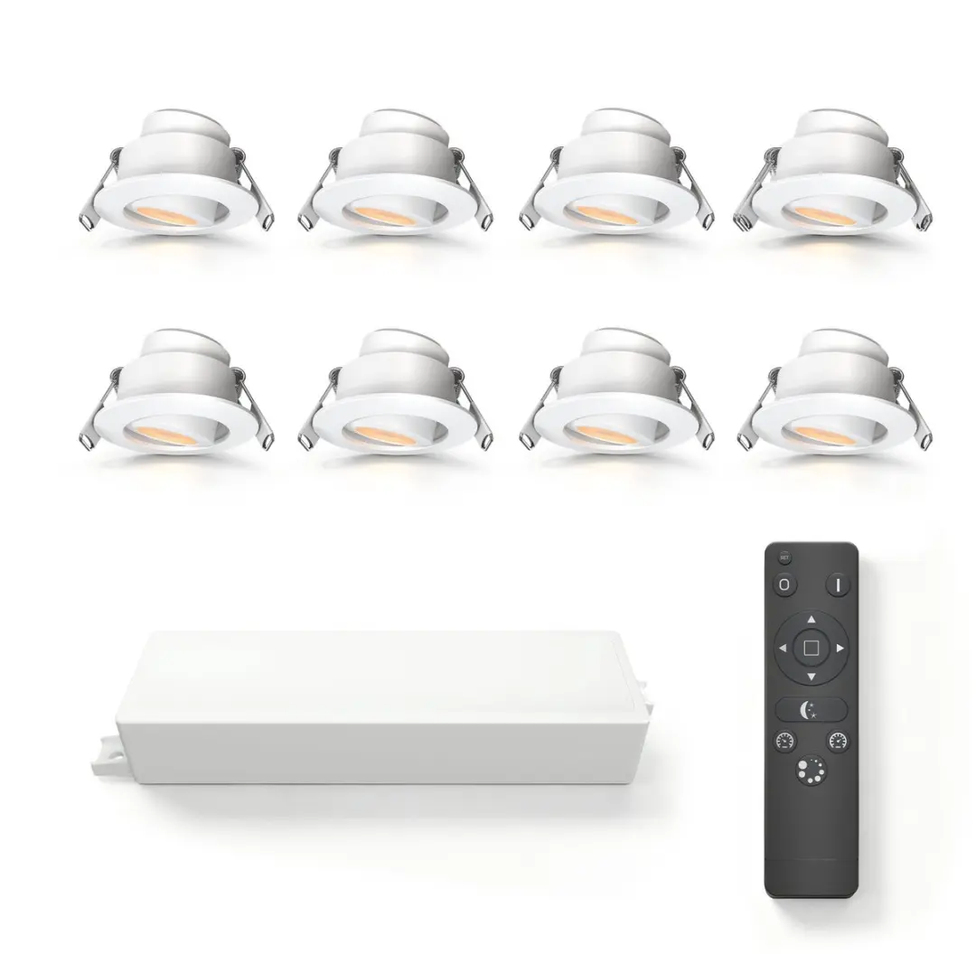 Ledvion 8 stuks LED Inbouwspot ø42mm IP65 3W Wit 2700K Kantelbaar