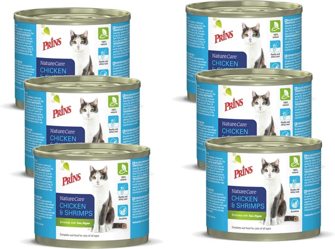 Prins NatureCare Kat Voer - Kip & Garnalen 6x200g