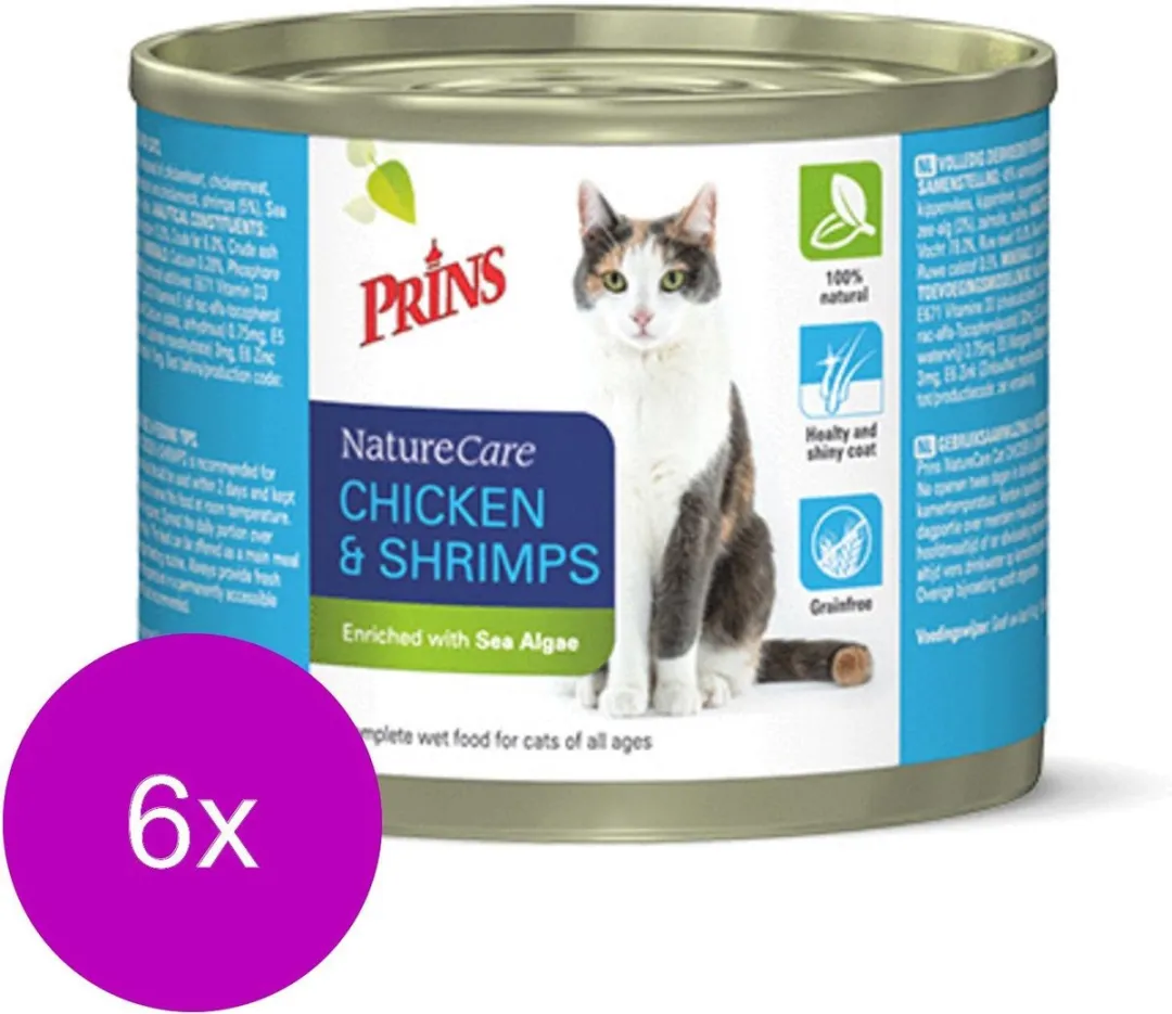 Prins NatureCare Kat Voer - Kip & Garnalen 6x200g
