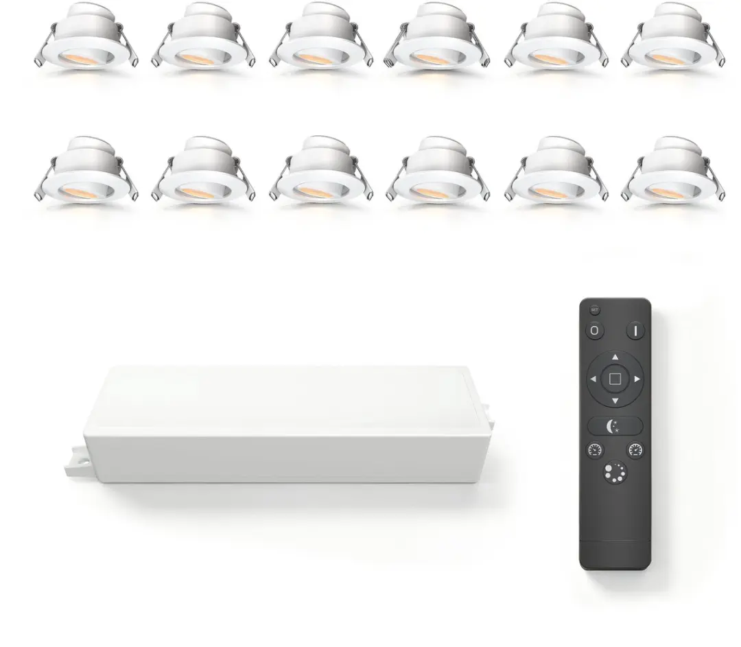 Ledvion 12 stuks LED Inbouwspot ø42mm IP65 3W Wit 2700K Kantelbaar