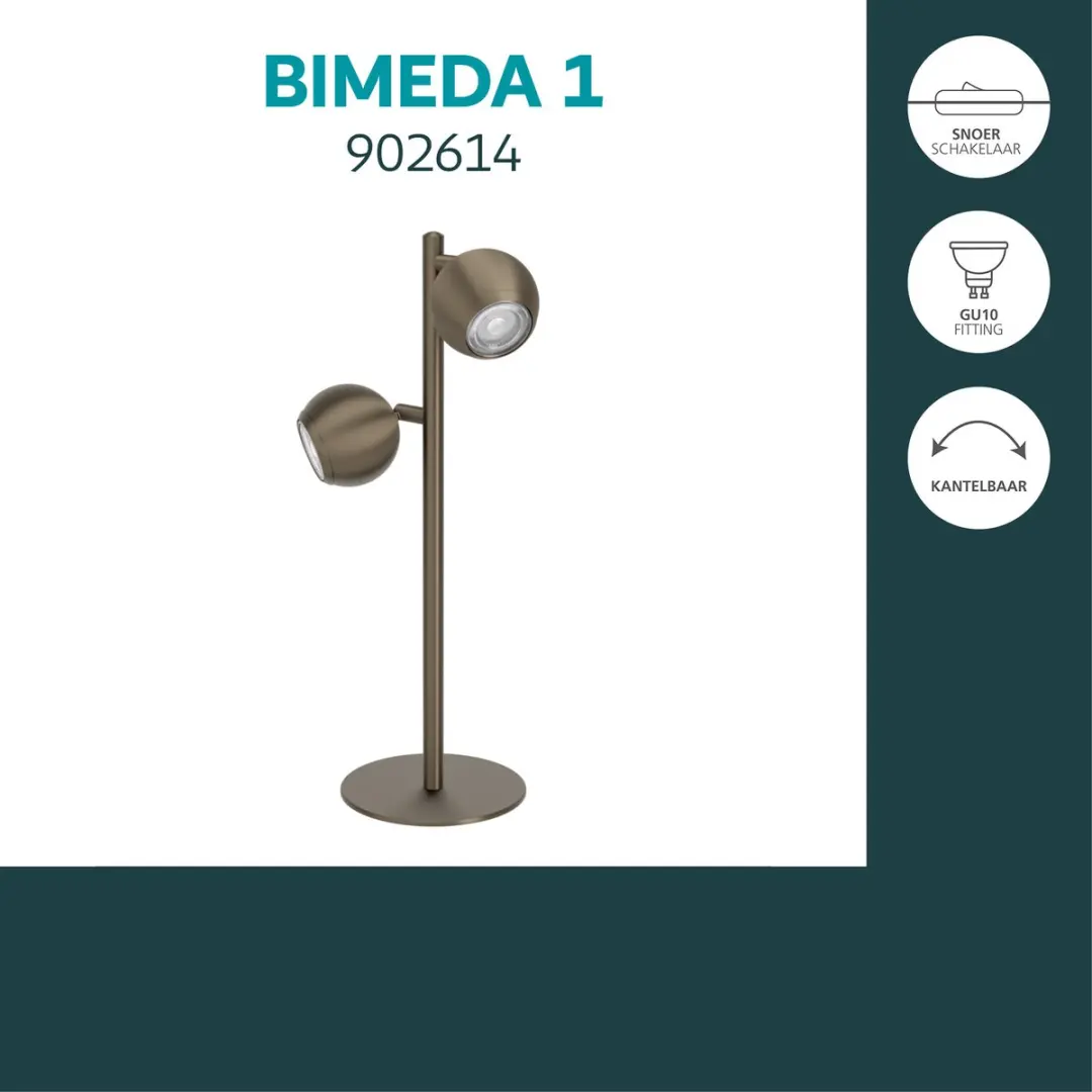 EGLO Bimeda 1 Tafellamp - GU10 - 45 cm - Donker Brons - afbeelding 3 van 6