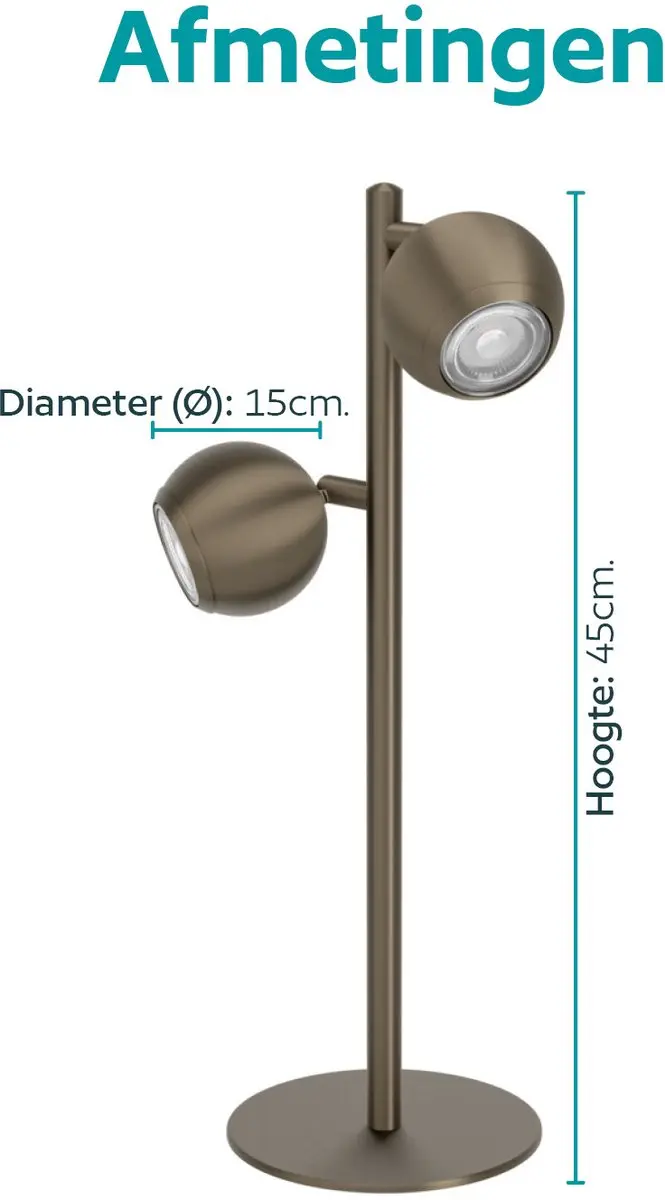 EGLO Bimeda 1 Tafellamp - GU10 - 45 cm - Donker Brons - afbeelding 6 van 6