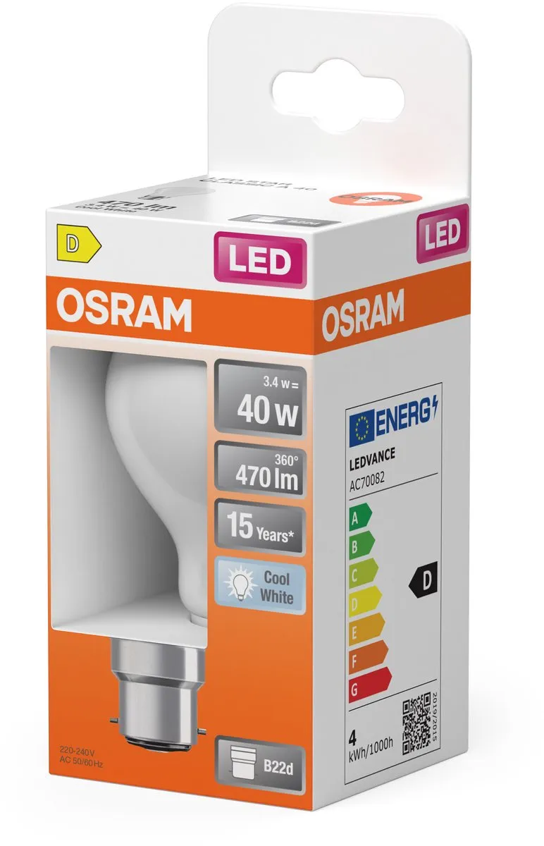 Osram LED-lamp Stervorm A40 Filament 3,4W - 470lm - Mat - B22d