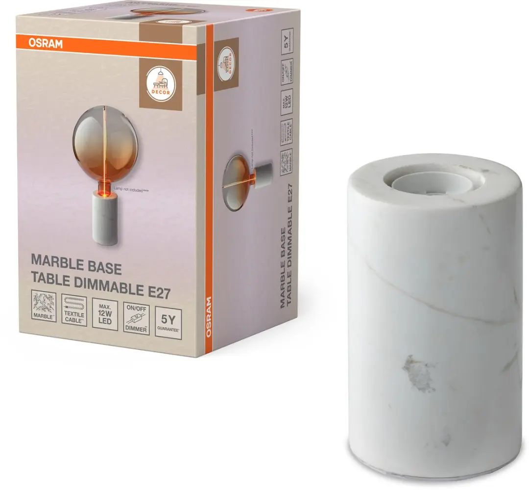 Osram Decor Marble Base Tafellamp - E27 Dimbaar - Wit - afbeelding 3 van 6