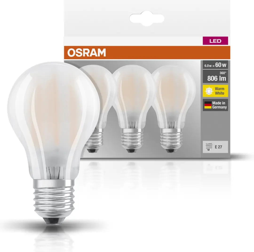 Osram LED Base Classic A E27 - 806 lm - 2700K - 3x - afbeelding 3 van 6