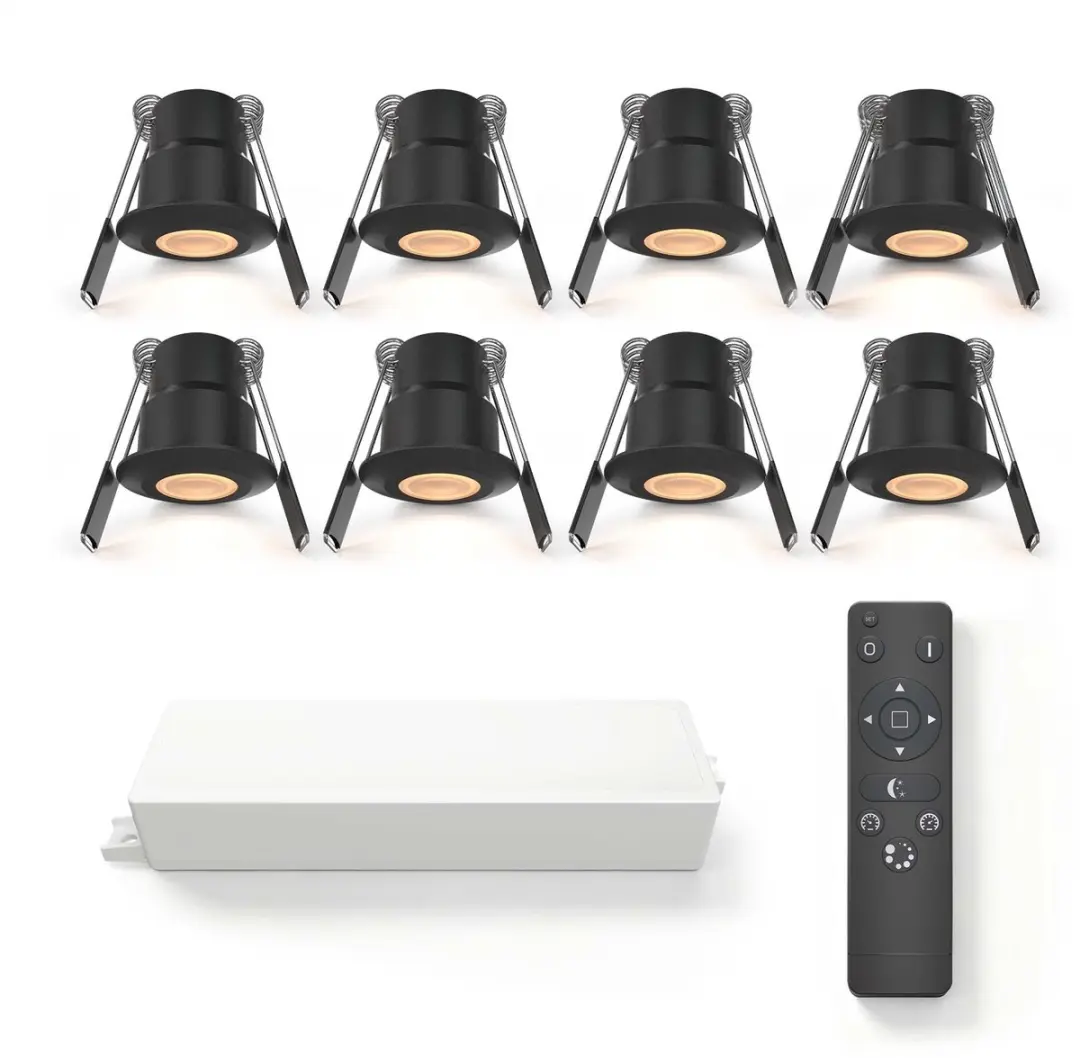 Ledvion 8 stuks LED Inbouwspot ø35mm IP65 3W Zwart 2700K