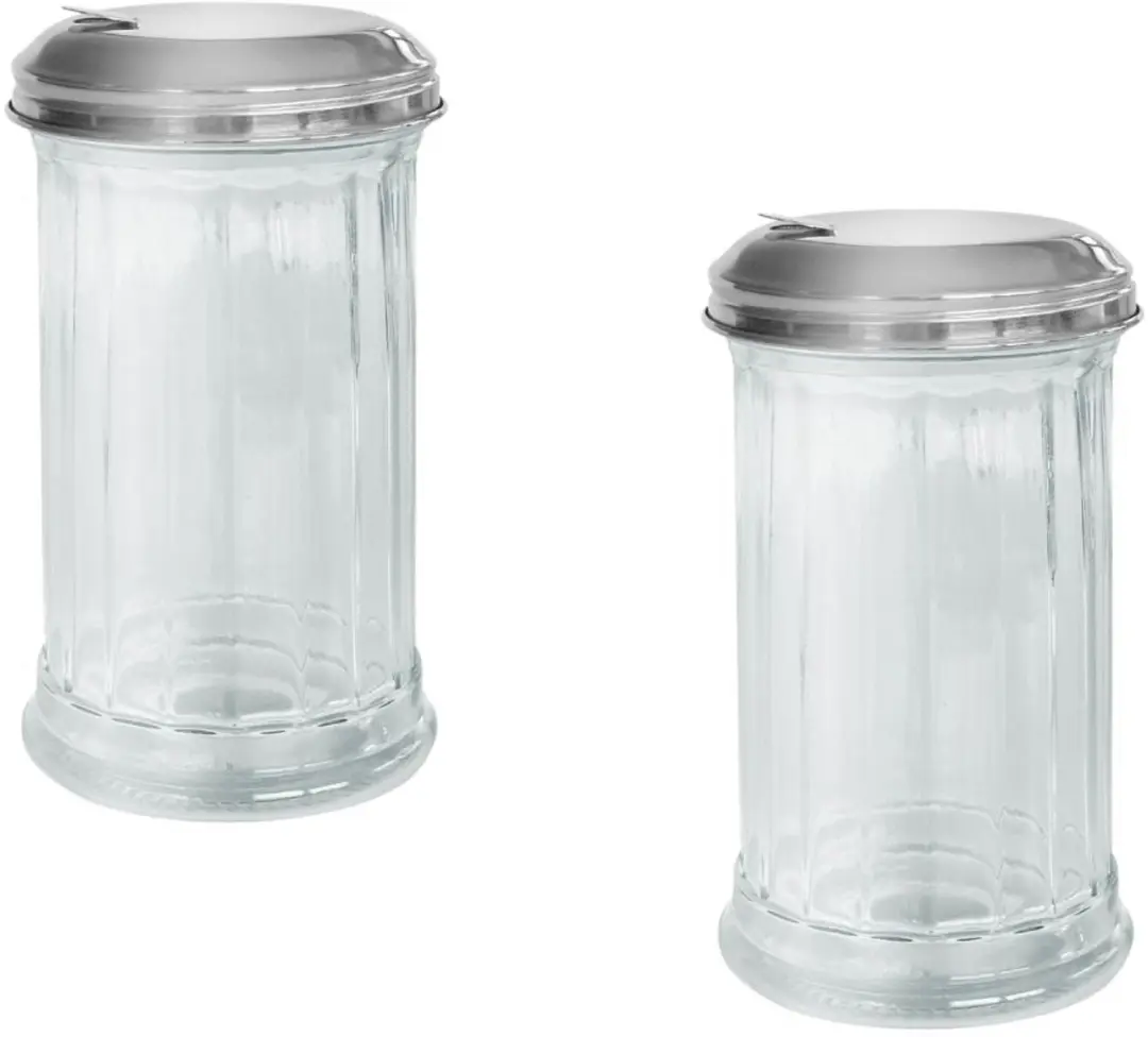 Set van 2 strooiers van glas met roestvrijstalen deksel 14 cm Fackelmann Basic