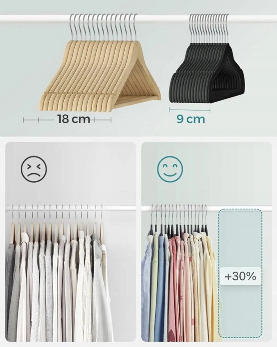 Songmics Baby Velvet Hangers - 50 stuks - Inktzwart - afbeelding 6 van 6