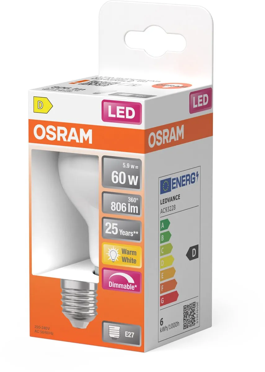 Osram LED Superstar A60 Filament 5,9W E27 Mat - 806lm