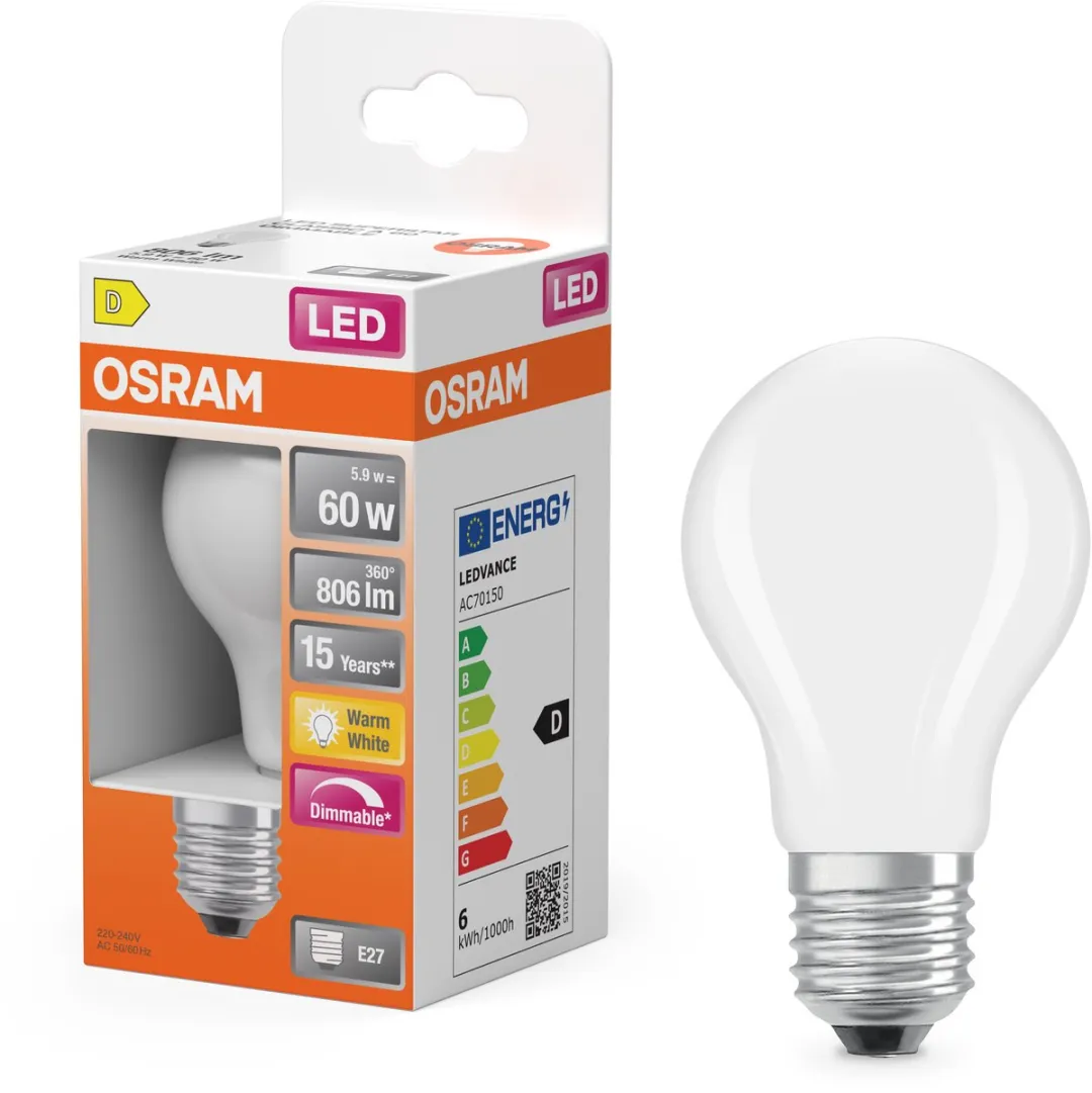 Osram LED Superstar A60 Filament 5,9W E27 Mat - 806lm