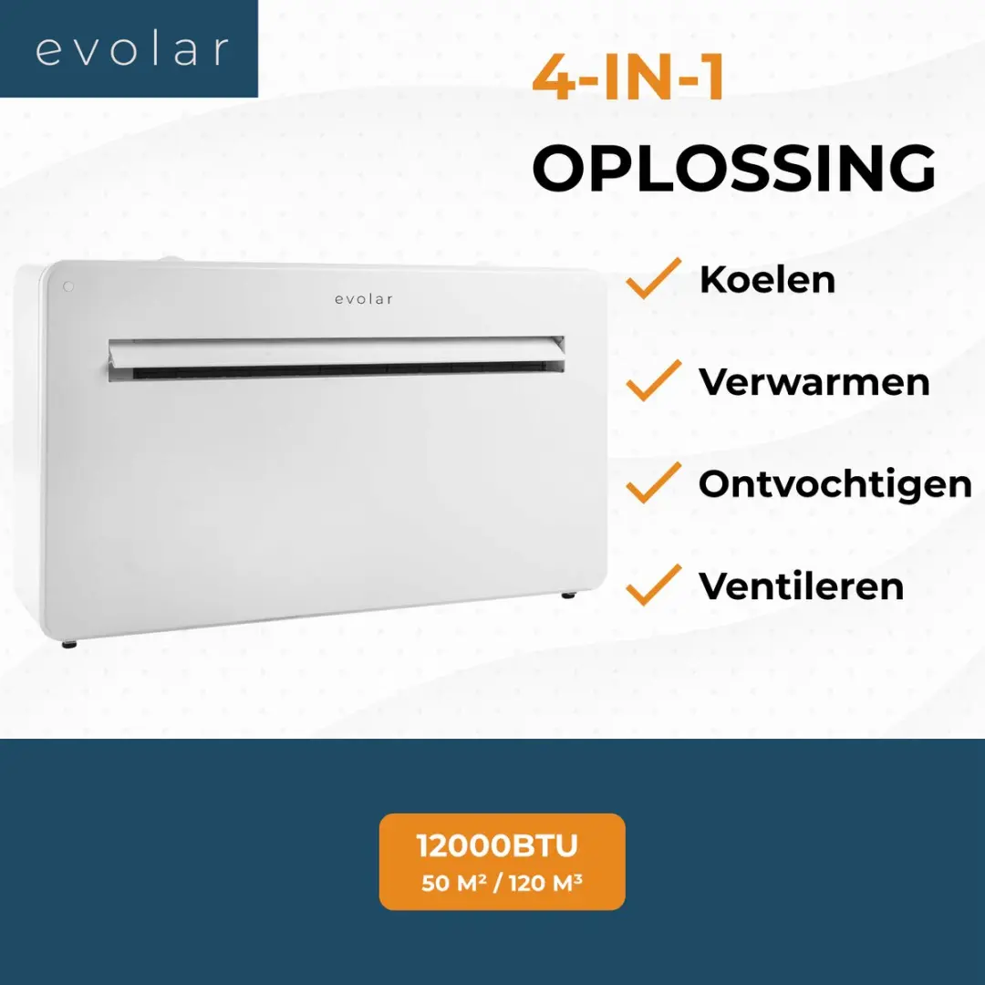 Evolar EVO-M1200CH Monoblock Airco - 12000 BTU - Wit - afbeelding 4 van 6